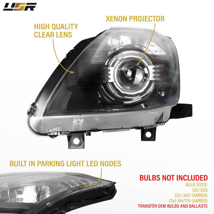 2003-2009 Nissan 350Z Z33 Facelift Style JDM Black Housing D2S BiXenon LED Projector Headlights