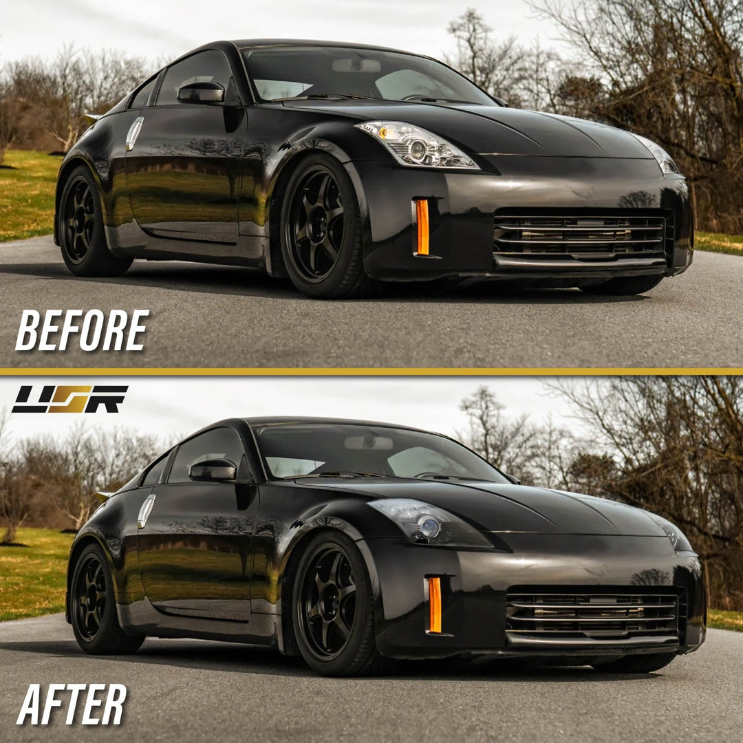 2003-2009 Nissan 350Z Z33 Facelift Style JDM Black Housing D2S BiXenon LED Projector Headlights