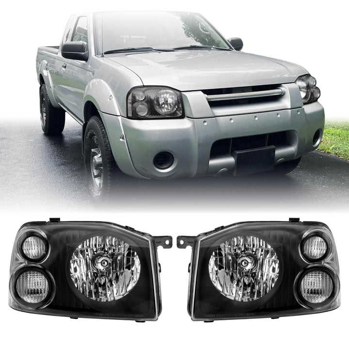2001 - 2004 Nissan Frontier Black Housing Clear Lens with Clear Reflector Headlights