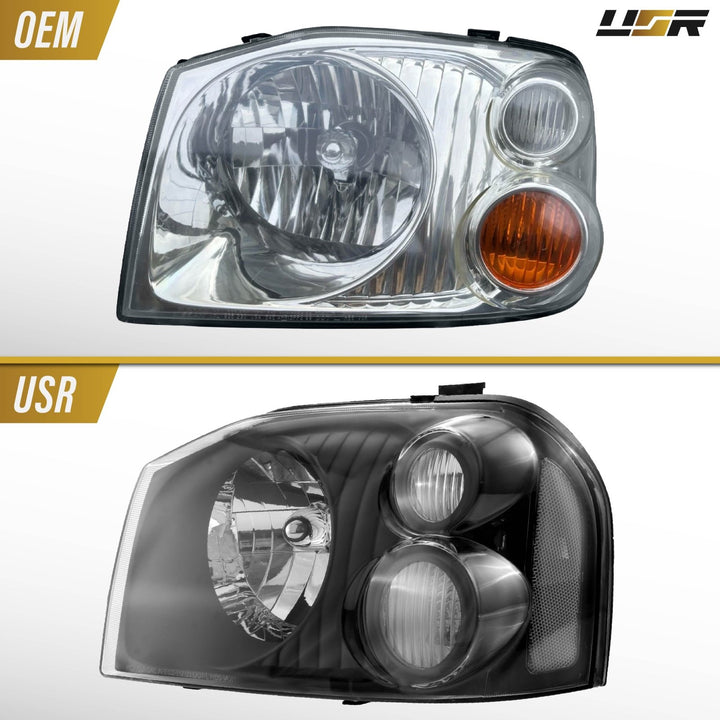2001 - 2004 Nissan Frontier Black Housing Clear Lens with Clear Reflector Headlights