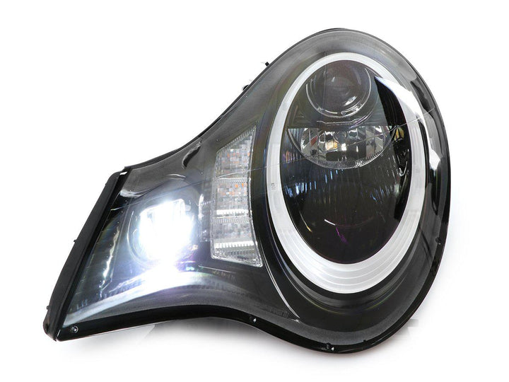 2002 - 2004 Porsche 911 Carrera Turbo 996 Chassis USR 991 Style LED Ring Black Housing Project Headlight For Stock Xenon D2S HID Model