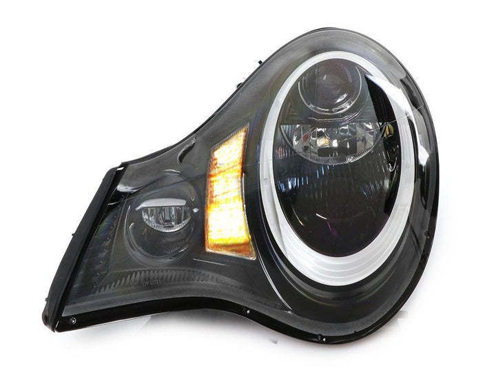 2002 - 2004 Porsche 911 Carrera Turbo 996 Chassis USR 991 Style LED Ring Black Housing Project Headlight For Stock Xenon D2S HID Model