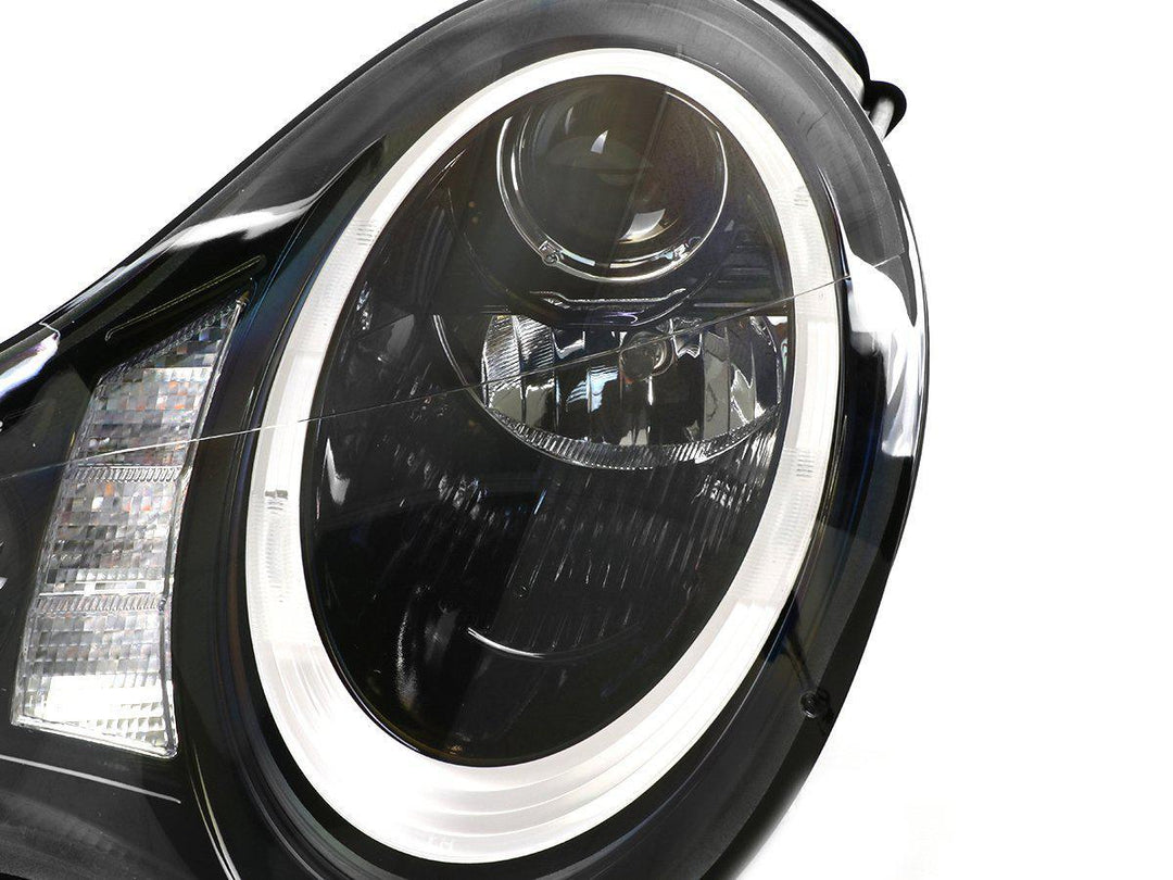 2002 - 2004 Porsche 911 Carrera Turbo 996 Chassis USR 991 Style LED Ring Black Housing Project Headlight For Stock Xenon D2S HID Model