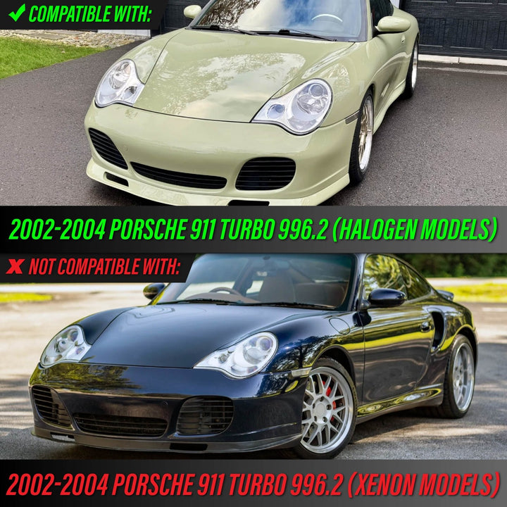 2002 - 2004 Porsche 911 Carrera Turbo 996.2 Chassis 991 Style LED Ring Black Housing Project Headlight