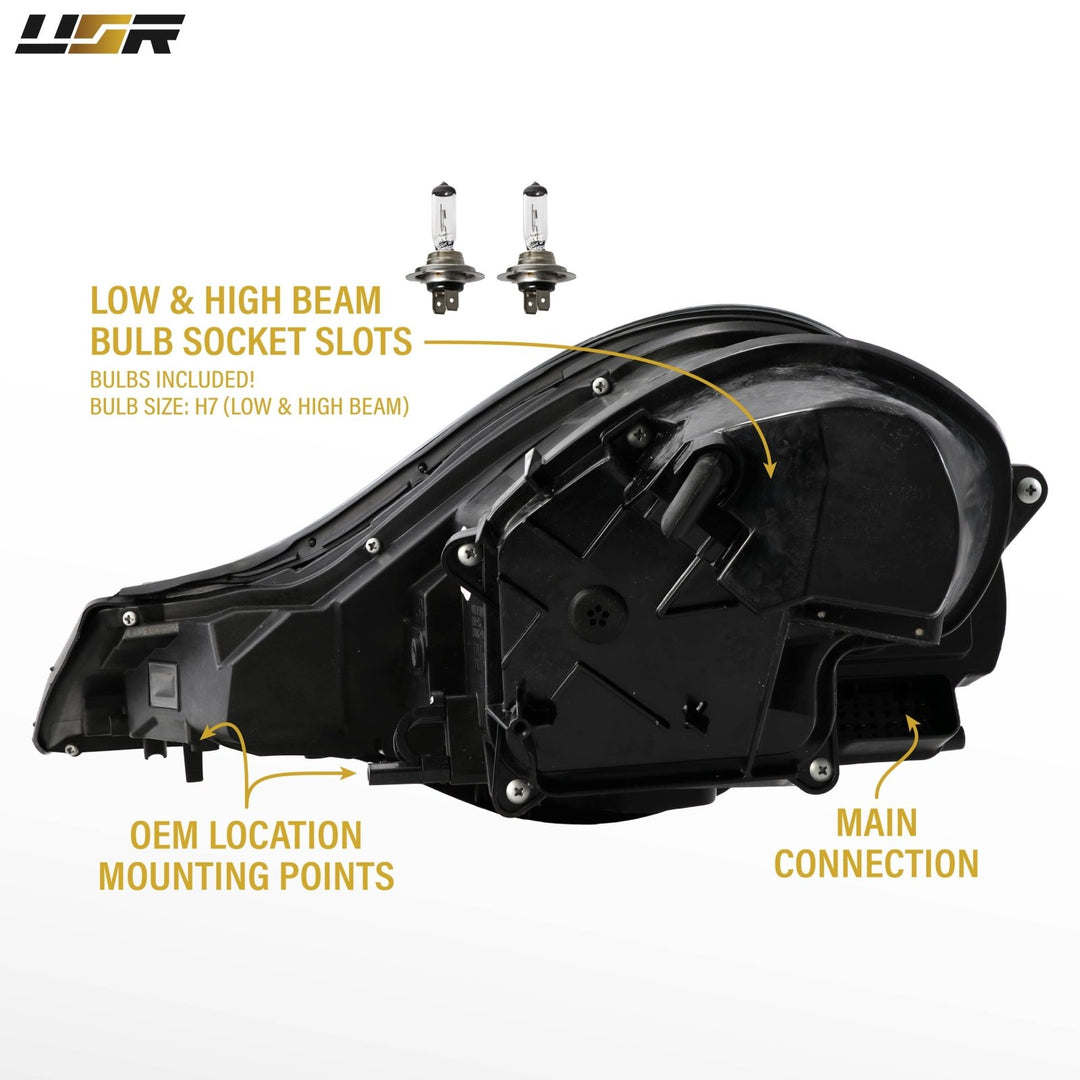 2002 - 2004 Porsche 911 Carrera Turbo 996.2 Chassis 991 Style LED Ring Black Housing Project Headlight