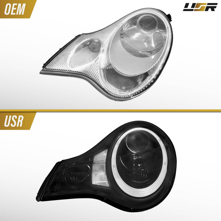 2002 - 2004 Porsche 911 Carrera Turbo 996.2 Chassis 991 Style LED Ring Black Housing Project Headlight