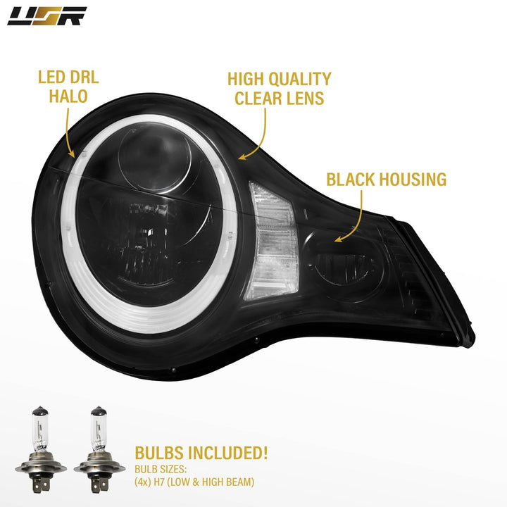 2002 - 2004 Porsche 911 Carrera Turbo 996.2 Chassis 991 Style LED Ring Black Housing Project Headlight