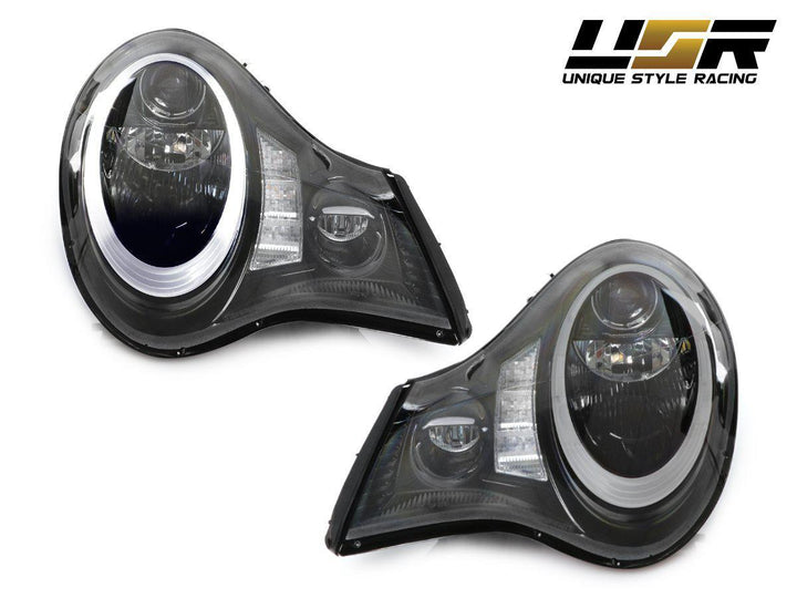 2002 - 2004 Porsche 911 Carrera Turbo 996 Chassis USR 991 Style LED Ring Black Housing Project Headlight For Stock Halogen Model