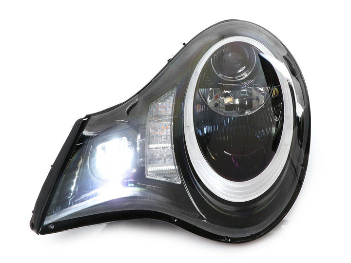 2002 - 2004 Porsche 911 Carrera Turbo 996 Chassis USR 991 Style LED Ring Black Housing Project Headlight For Stock Halogen Model