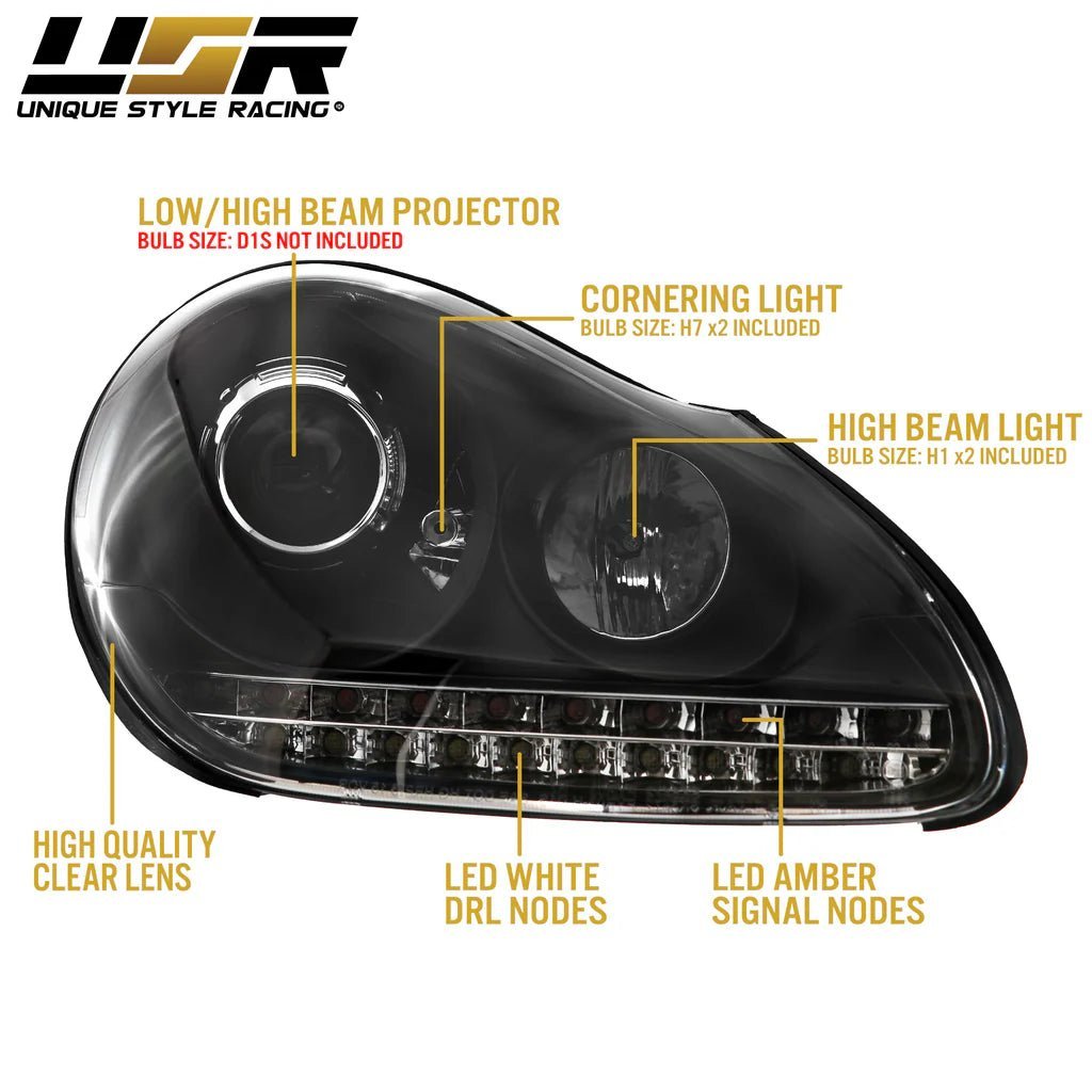 2003 - 2006 Porsche Cayenne 955 9PA Black Projector Headlights For Factory Xenon Models