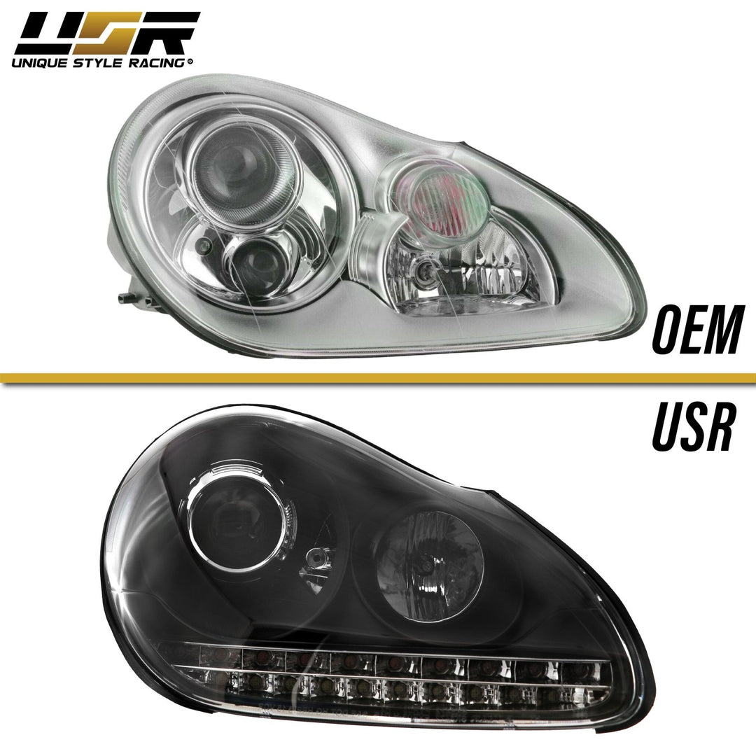 2003 - 2006 Porsche Cayenne 955 9PA Black Projector Headlights For Factory Xenon Models