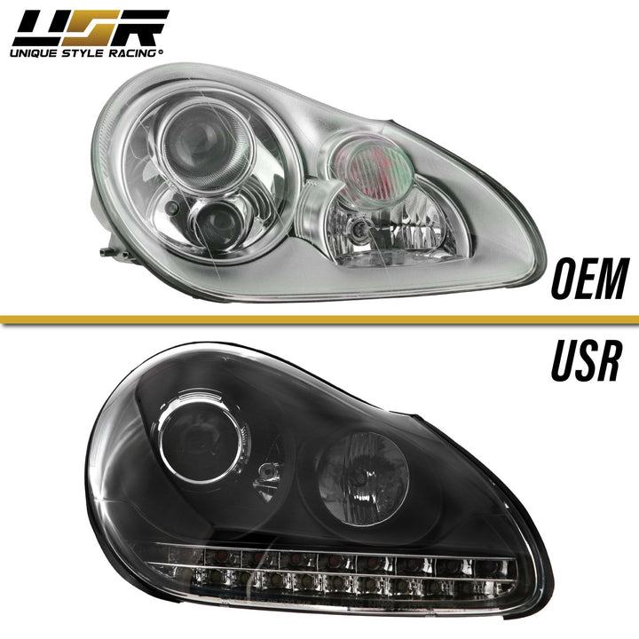 2003 - 2006 Porsche Cayenne 955 9PA Black Projector Headlights For Factory Xenon Models
