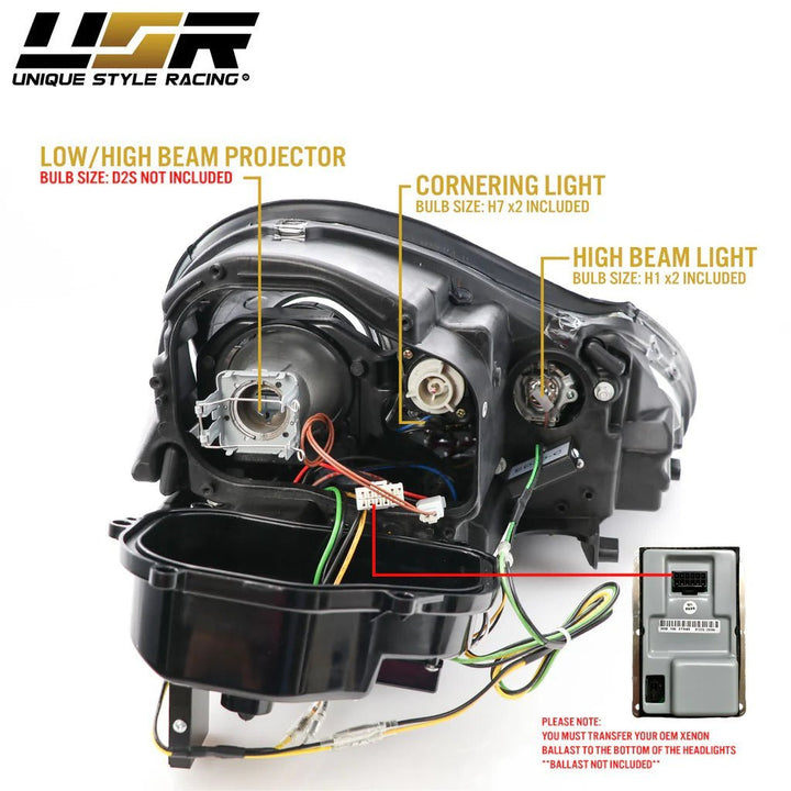 2003 - 2006 Porsche Cayenne 955 9PA Black Projector Headlights For Factory Xenon Models