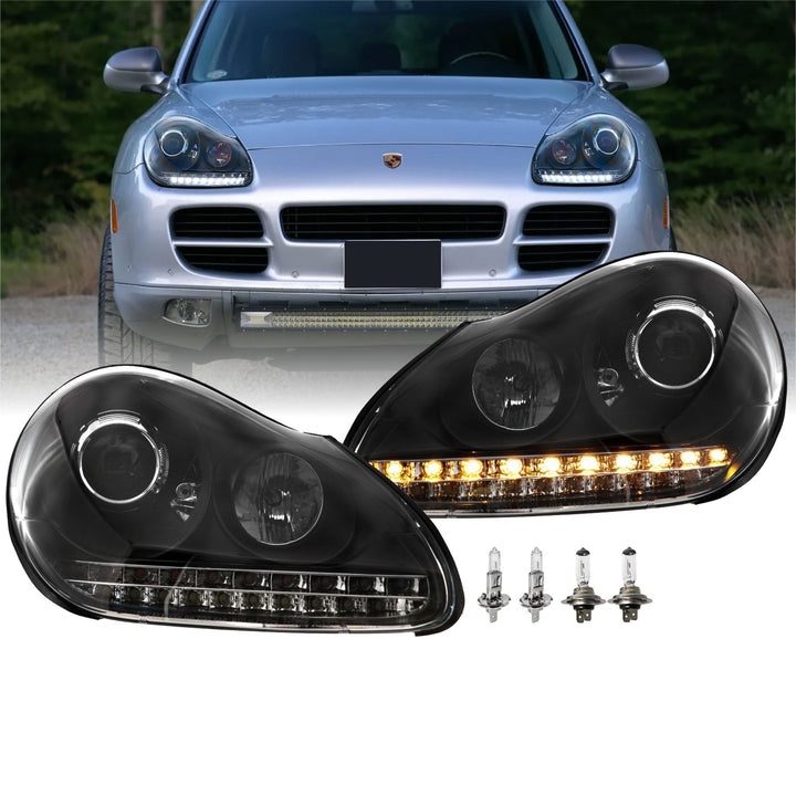 2003 - 2006 Porsche Cayenne 955 9PA Black Projector Headlights For Factory Xenon Models