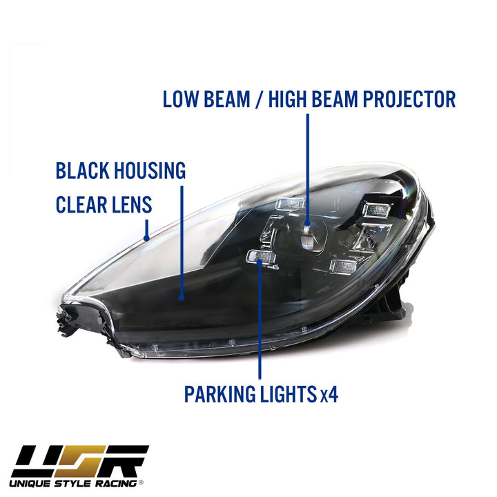 2014 - 2018 Porsche Macan W/ Stock Xenon HID Model FULL LED GTS Black Headlights