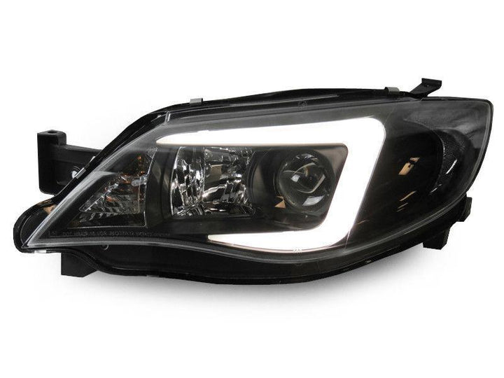 2008 - 2011 Subaru Impreza / 0814 WRX White "C" LED Light Bar Projector Headlight w/ Clear Corner Reflector (USR Special Edition) For Halogen Models