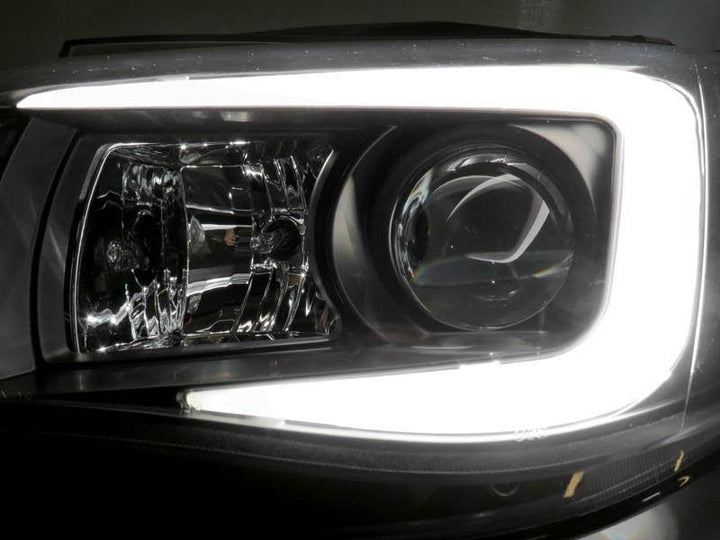 2008 - 2011 Subaru Impreza / 0814 WRX White "C" LED Light Bar Projector Headlight w/ Clear Corner Reflector (USR Special Edition) For Halogen Models