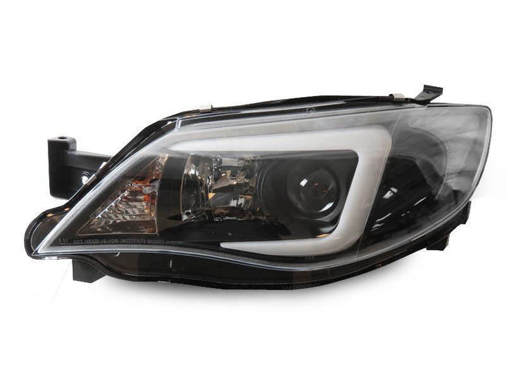 2008 - 2011 Subaru Impreza / 0814 WRX White "C" LED Light Bar Projector Headlight w/ Clear Corner Reflector (USR Special Edition) For Halogen Models