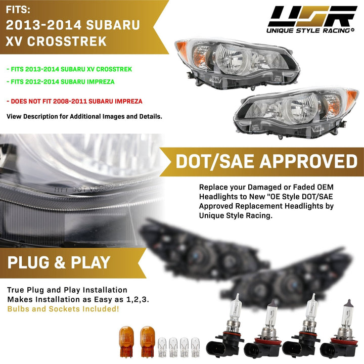 2012 - 2014 Subaru Impreza XV Crosstrek Direct Replacement Headlight Assembly