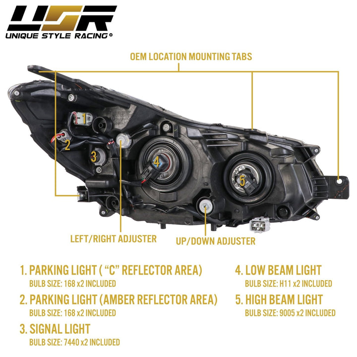 2012 - 2014 Subaru Impreza XV Crosstrek Direct Replacement Headlight Assembly