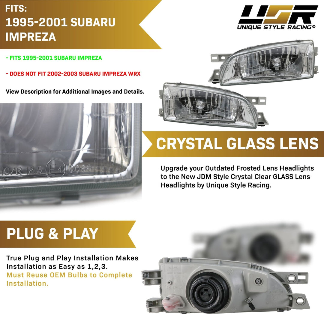 1995-2001 Subaru Impreza GC / GF JDM Clear Glass Lens Headlights