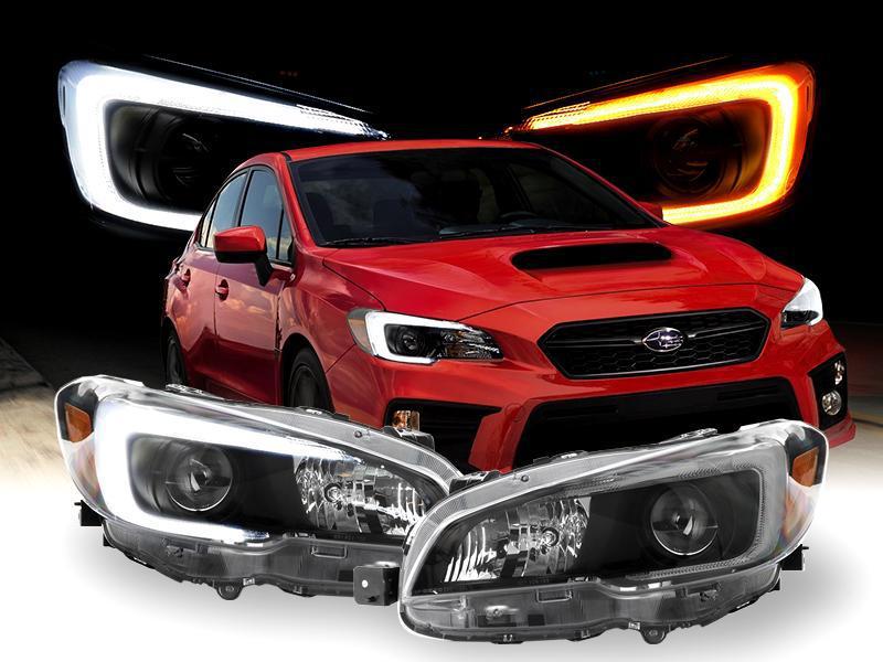 2015 - 2020 Subaru WRX USR Edition SWITCHBACK 500 Lumen "C" WHITE/AMBER LED Black Housing Projector Headlight For Factory Halogen Models