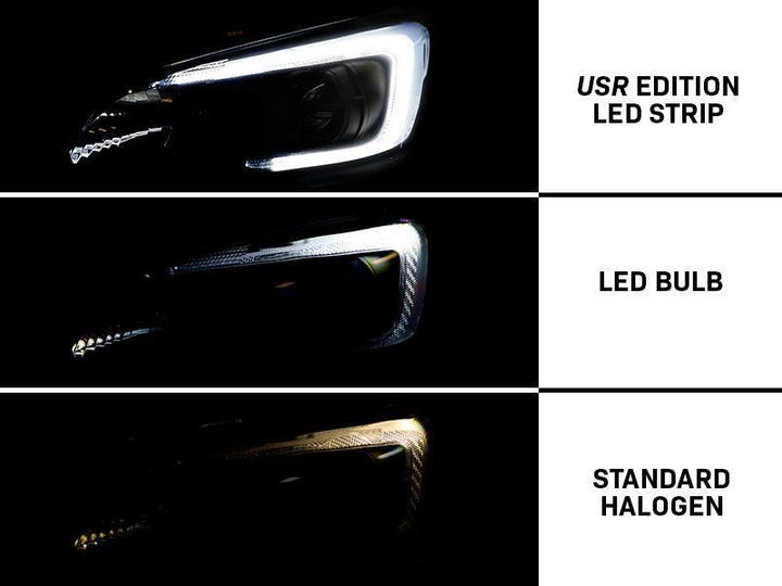 2015 - 2020 Subaru WRX USR Edition SWITCHBACK 500 Lumen "C" WHITE/AMBER LED Black Housing Projector Headlight For Factory Halogen Models