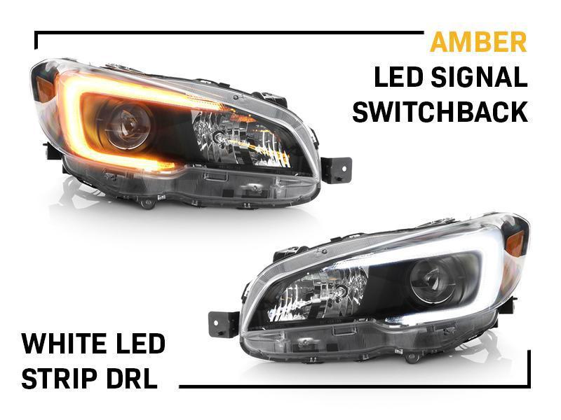 2015 - 2020 Subaru WRX USR Edition SWITCHBACK 500 Lumen "C" WHITE/AMBER LED Black Housing Projector Headlight For Factory Halogen Models