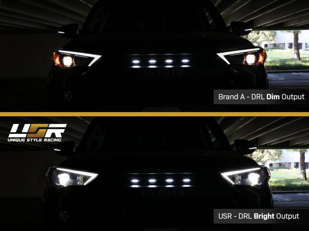 2014 - 2020 Toyota 4Runner White LED DRL Eyelid Light Bar Black Housing 2021 TRD Pro Style BuiltIn LED Low Beam Projector Headlight