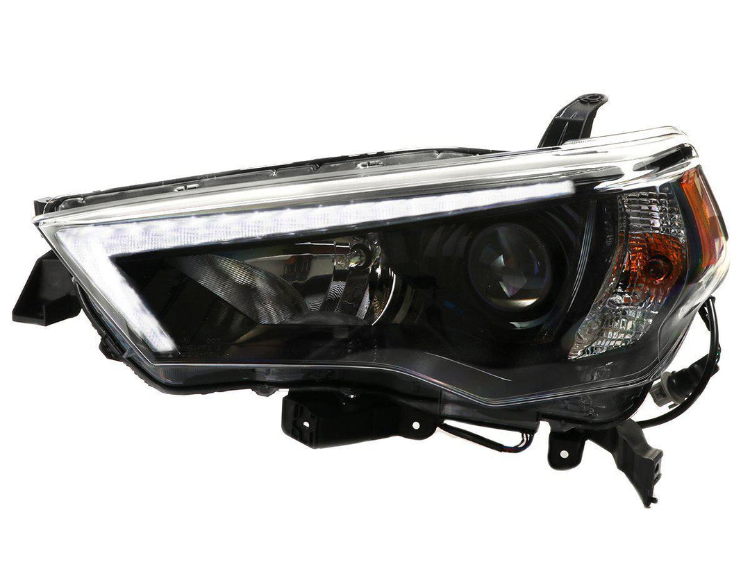 2014 - 2020 Toyota 4Runner White LED DRL Eyelid Light Bar Black Housing 2021 TRD Pro Style BuiltIn LED Low Beam Projector Headlight