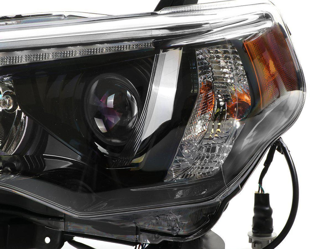 2014 - 2020 Toyota 4Runner White LED DRL Eyelid Light Bar Black Housing 2021 TRD Pro Style BuiltIn LED Low Beam Projector Headlight