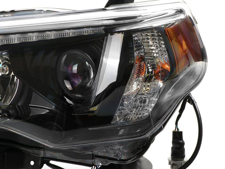 2014 - 2020 Toyota 4Runner White LED DRL Eyelid Light Bar Black Housing 2021 TRD Pro Style BuiltIn LED Low Beam Projector Headlight