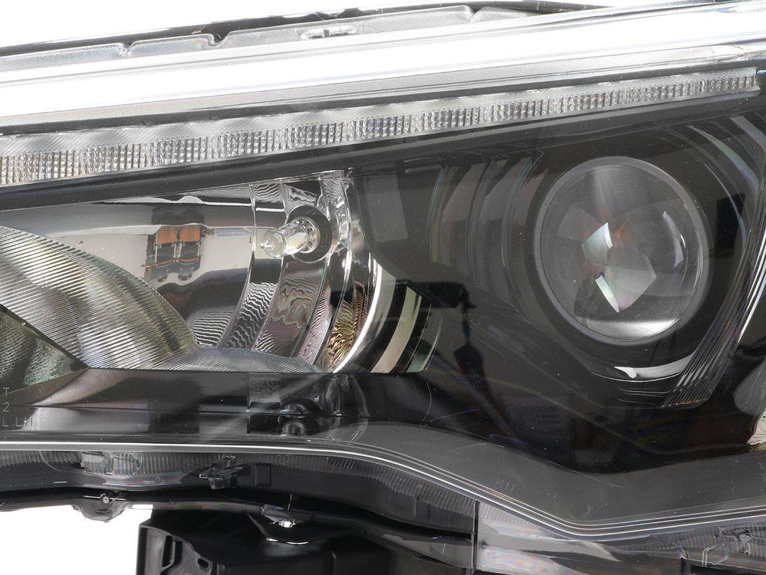 2014 - 2020 Toyota 4Runner White LED DRL Eyelid Light Bar Black Housing 2021 TRD Pro Style BuiltIn LED Low Beam Projector Headlight