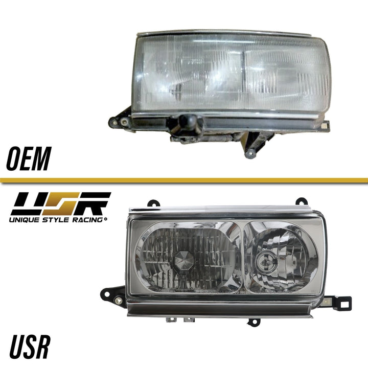 1991 - 1997 Toyota Land Cruiser FJ80 Euro Style Crystal Glass Lens Headlights w/ Optional US Spec Plug & Play Adapters