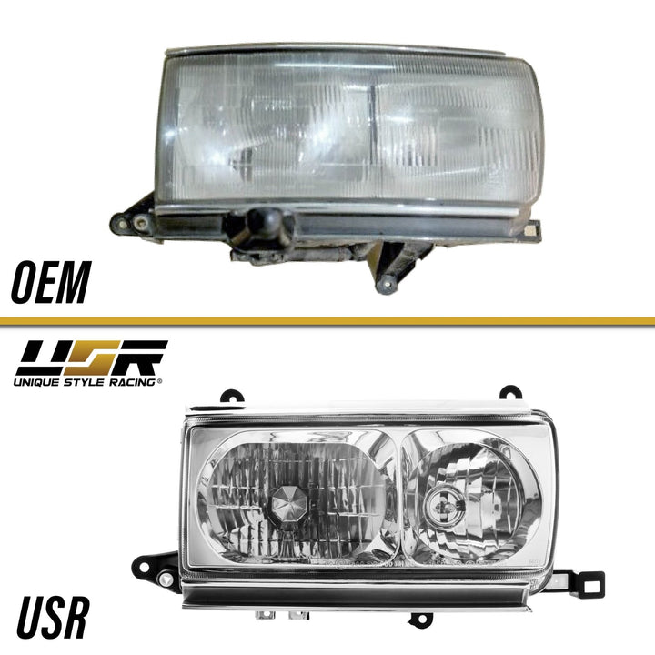 1991 - 1997 Toyota Land Cruiser FJ80 Euro Style Crystal Glass Lens Headlights w/ Optional US Spec Plug & Play Adapters