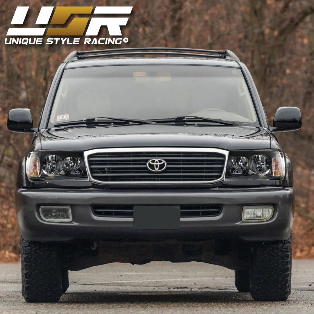 1998 - 2005 Toyota Land Cruiser FJ100 Chrome or Black Housing Crystal Clear Lens Headlights with Corner Light