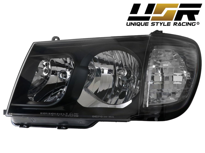 1998 - 2005 Toyota Land Cruiser FJ100 Chrome or Black Housing Crystal Clear Lens Headlights with Corner Light