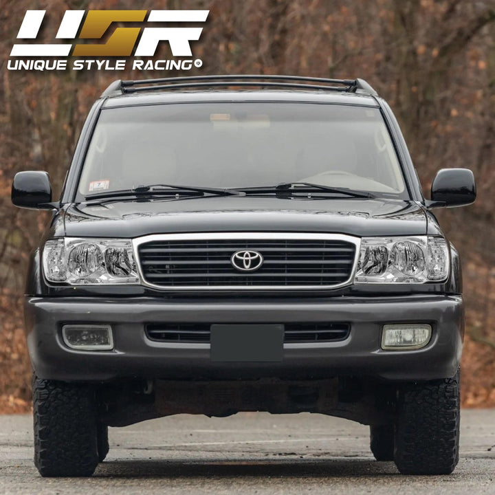 1998 - 2005 Toyota Land Cruiser FJ100 Chrome or Black Housing Crystal Clear Lens Headlights with Corner Light