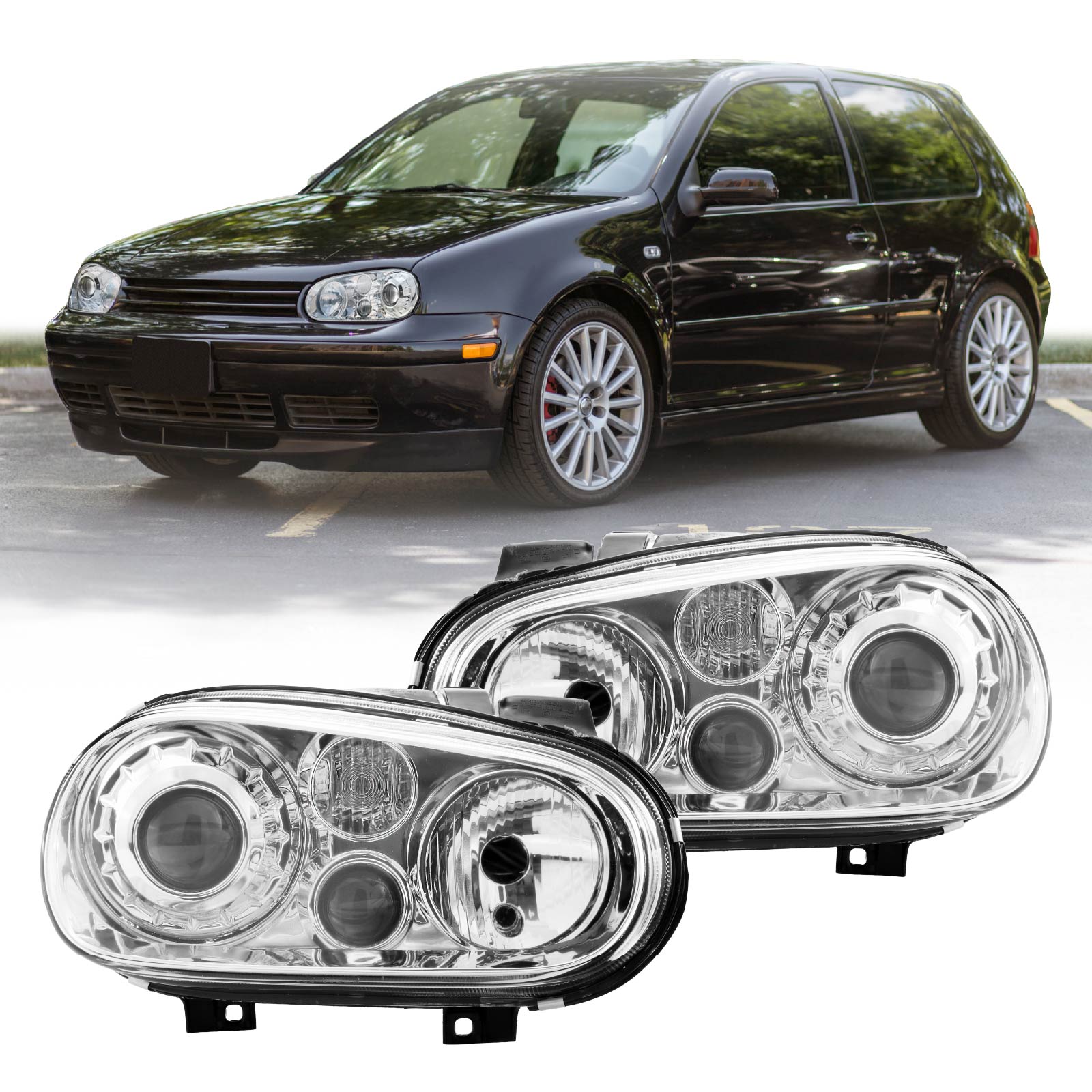 VW GOLF IV ゴルフ 4 USヘッドライト SONAR エアロミラー 1999-2005 VW Golf Mk.IV / GTi Mk. 4 Black or Chrome Housing E Code