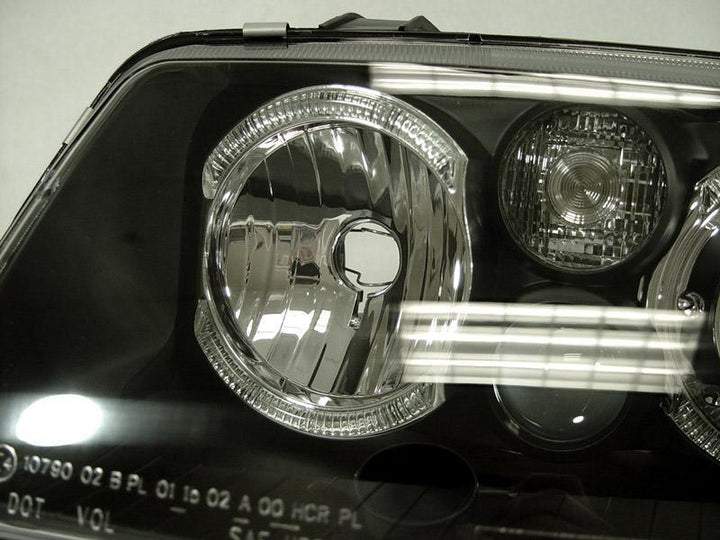 1992 - 2004 VW Jetta / BORA Mk. 4 Black Housing Projector Angel Eyes Halo Headlight