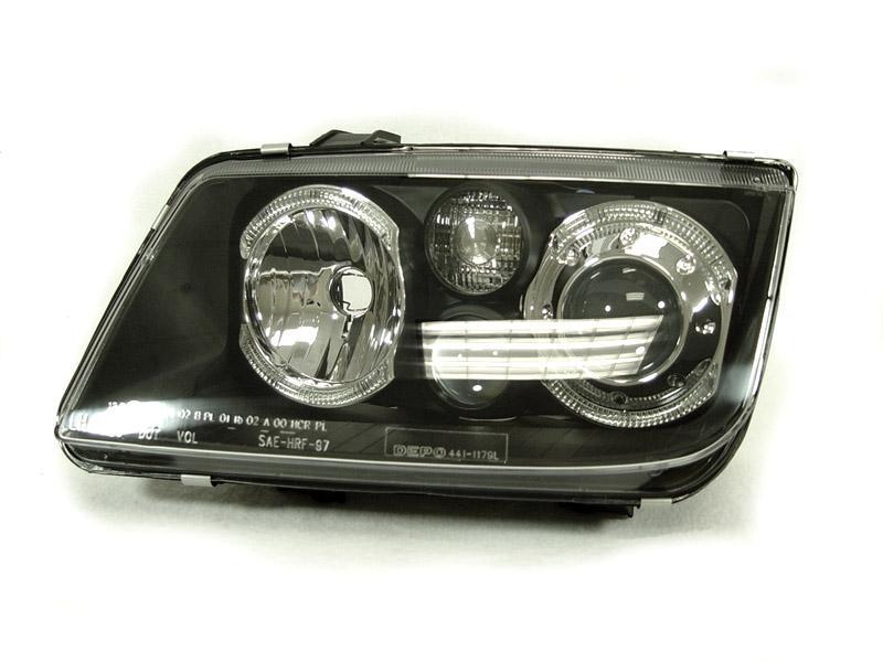 1992 - 2004 VW Jetta / BORA Mk. 4 Black Housing Projector Angel Eyes Halo Headlight