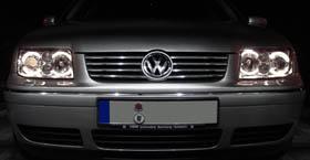 1992 - 2004 VW Jetta / BORA Mk. 4 Black Housing Projector Angel Eyes Halo Headlight