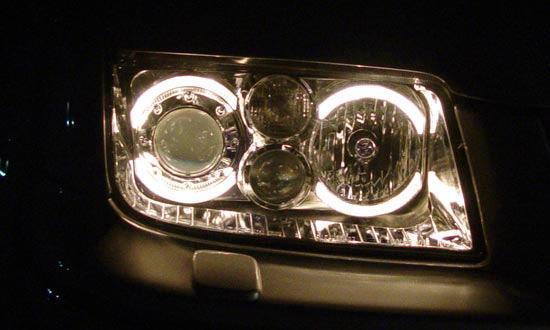 1992 - 2004 VW Jetta / BORA Mk. 4 Black Housing Projector Angel Eyes Halo Headlight