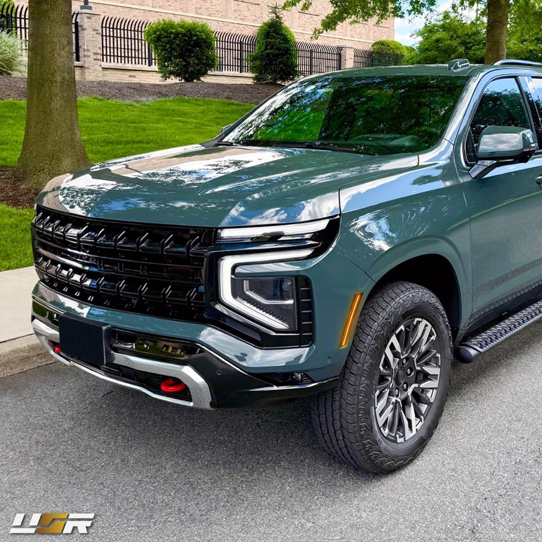 2025+ Chevrolet Chevy Suburban, Tahoe & GMC Yukon & Escalade Front Smoke Lens White Sequential LED Switchback Side Markers