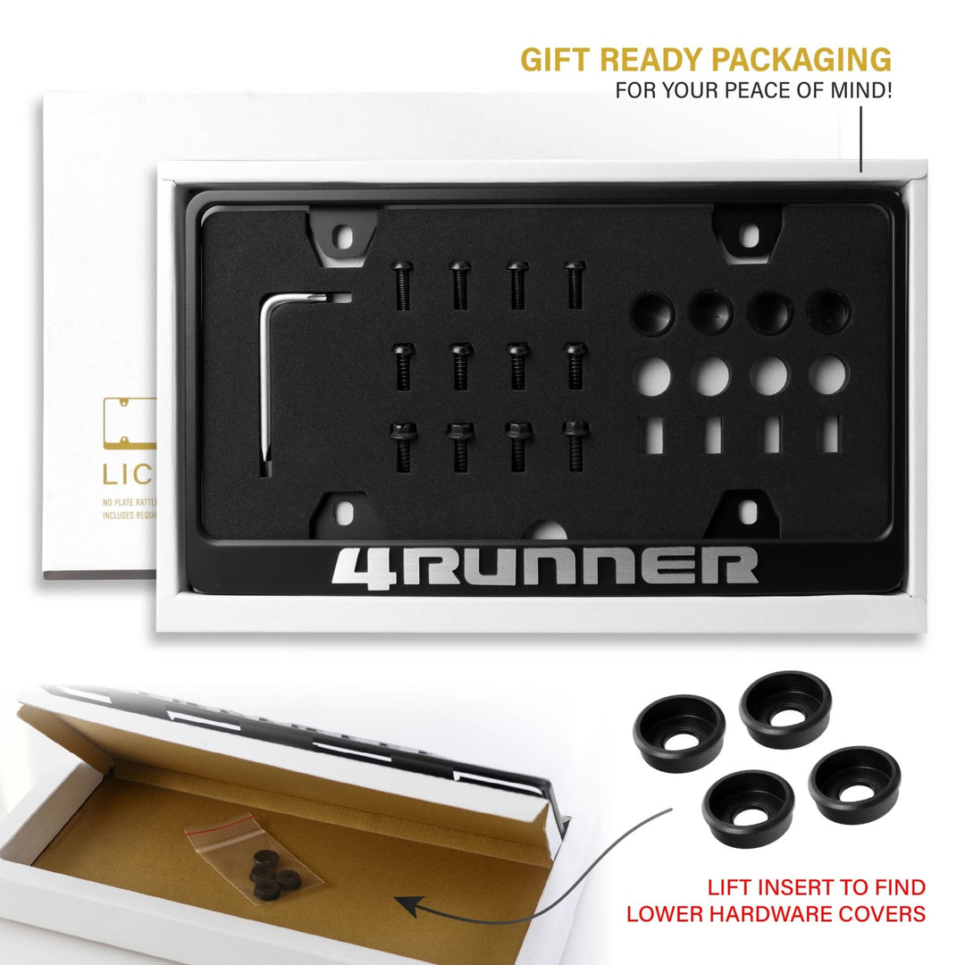 1984 - 2025 Toyota 4Runner SUV Stealth Black Powder Coat License Plate Frame with 3D Raised Letters

#style_alloy-silver