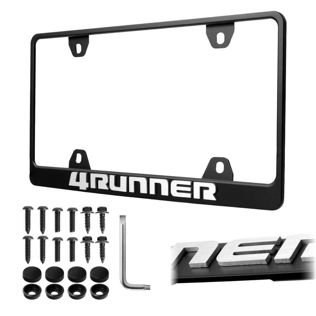 1984 - 2025 Toyota 4Runner SUV Stealth Black Powder Coat License Plate Frame with 3D Raised Letters

#style_alloy-silver