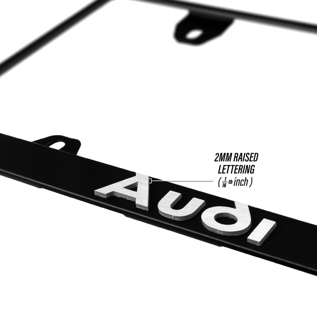 Audi Stealth Matte Black Powder Coat License Plate Frame with 3D Raised Black or Silver Letters

#style_alloy-silver