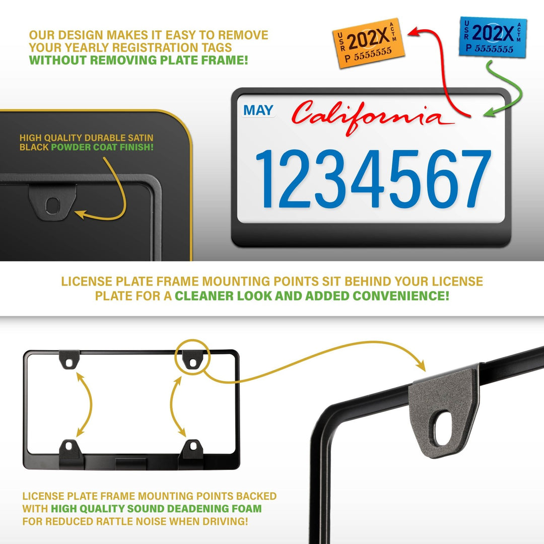 Audi Stealth Matte Black Powder Coat License Plate Frame with 3D Raised Black or Silver Letters

#style_alloy-silver