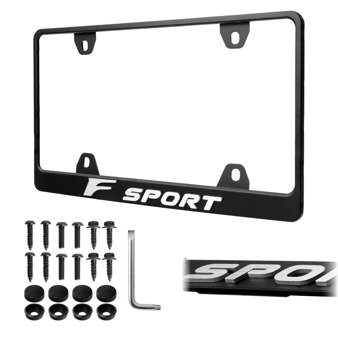Lexus F - Sport Stealth Matte Black Powder Coat License Plate Frame with 3D Raised Black or Silver Letters

#style_alloy-silver