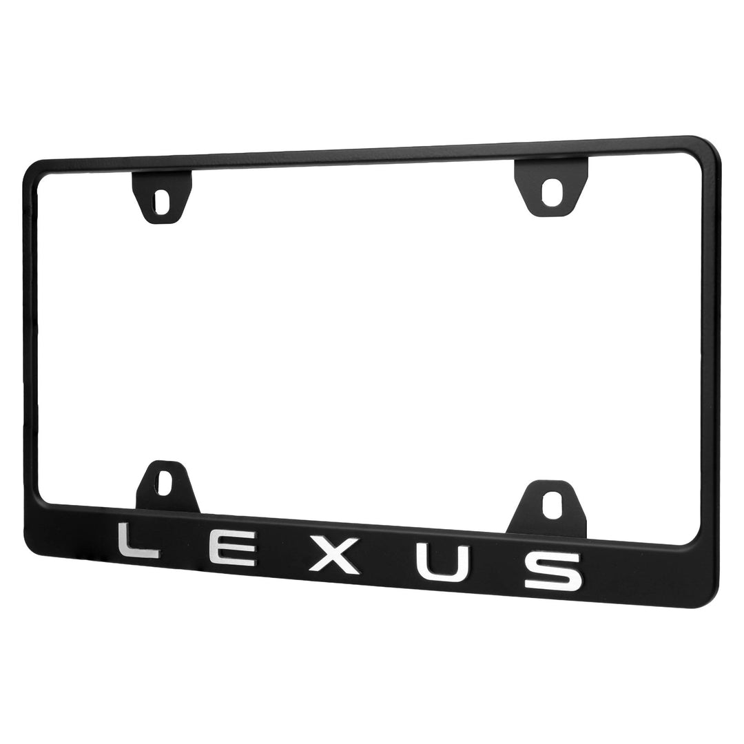 Lexus Stealth Matte Black Powder Coat License Plate Frame with 3D Raised Black or Silver Letters

#style_alloy-silver